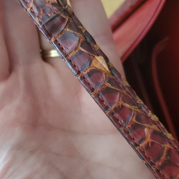 🌟Final🌟 RARE 1940s Bass Python Snakeskin Genuine Reptiles Red Quilted Satchel. - Picture 12 of 16